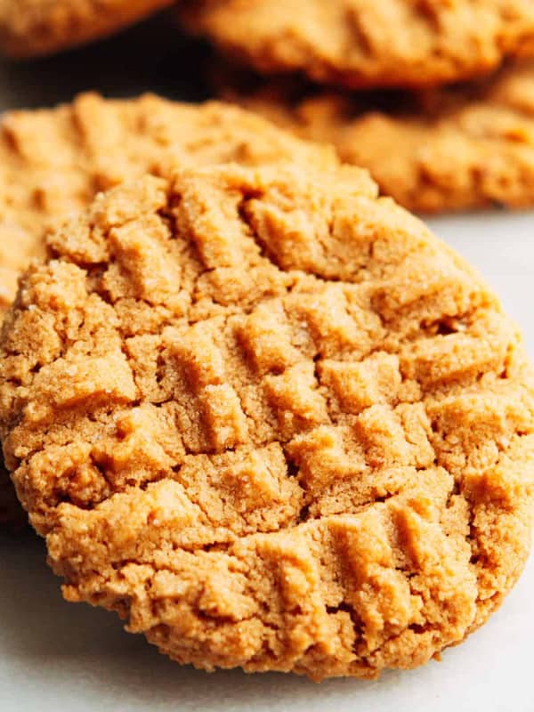 Almond Flour Peanut Butter Cookies on a white marble board