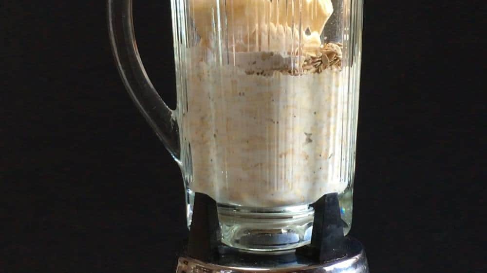 Banana Oatmeal Pancake Batter Ingredients in blender