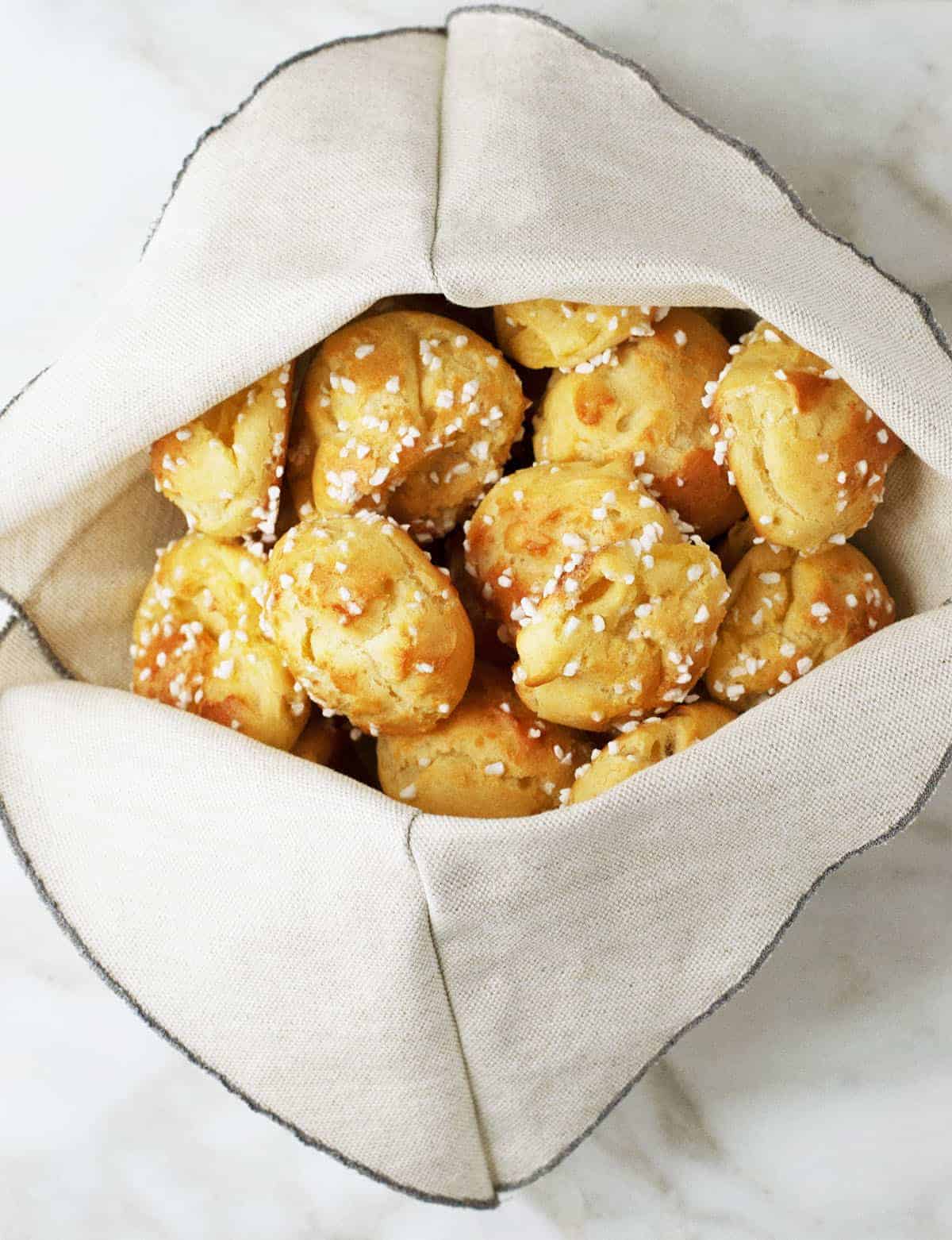 Choquettes Served in a Linen Lined Basket