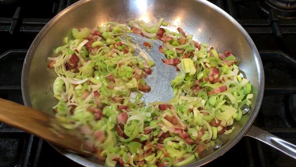 Cooking Leeks and Bacon