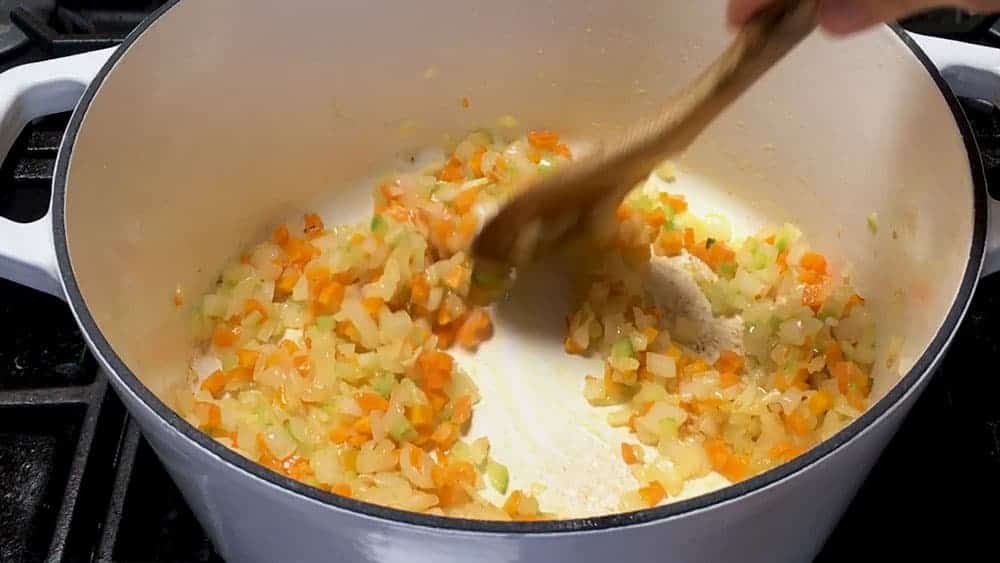 Cooking vegetables in butter and olive oil