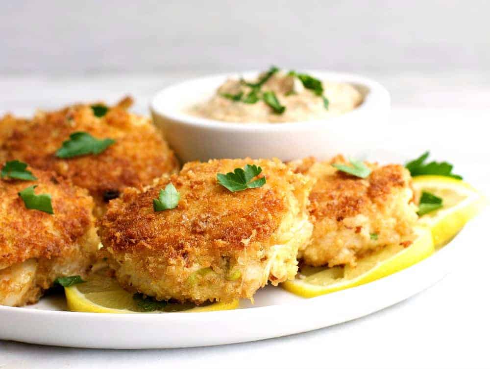 Easy Crab Cakes served