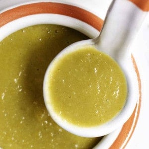 Green Enchilada Sauce in a white bowl