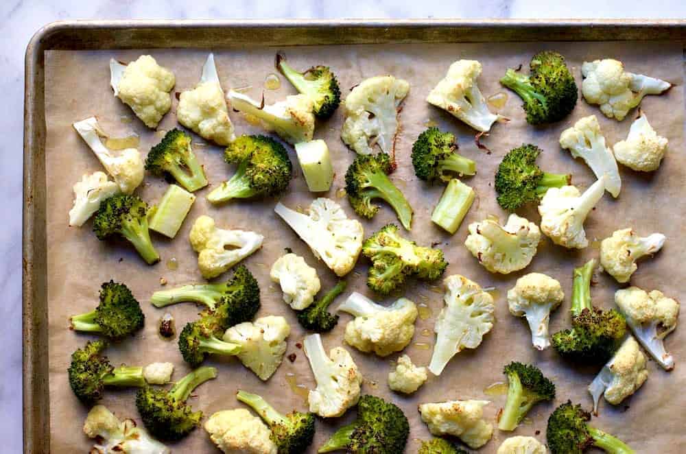 Roasted Broccoli and Cauliflower ready to serve