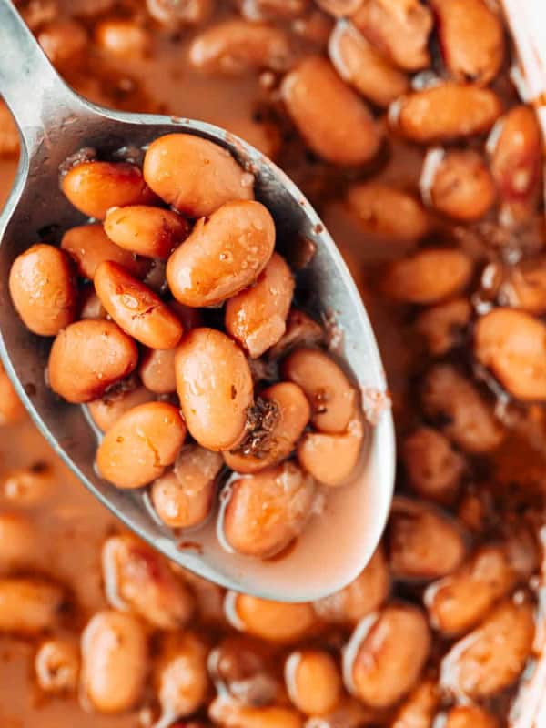 Slow Cooker Pinto Beans on a spoon.