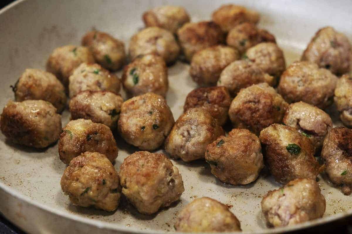 browned meatballs