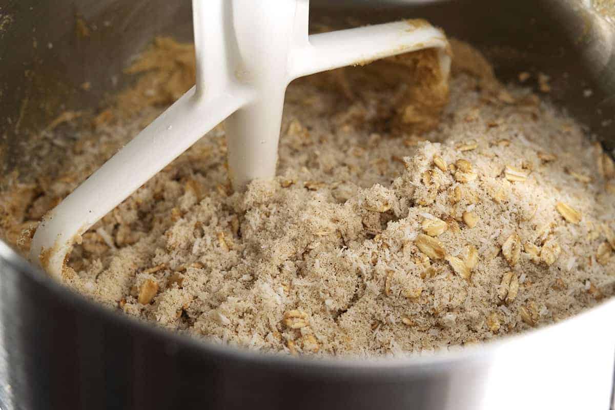 dry ingredients added to dough