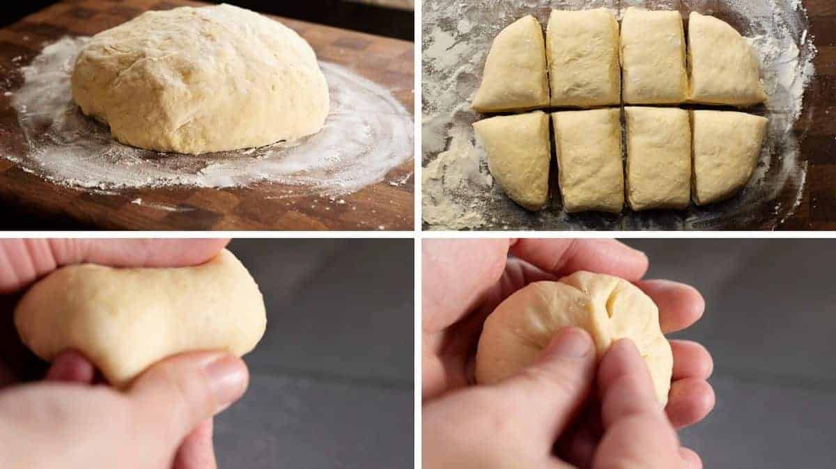 step by step photos of how to shape brioche dough into buns