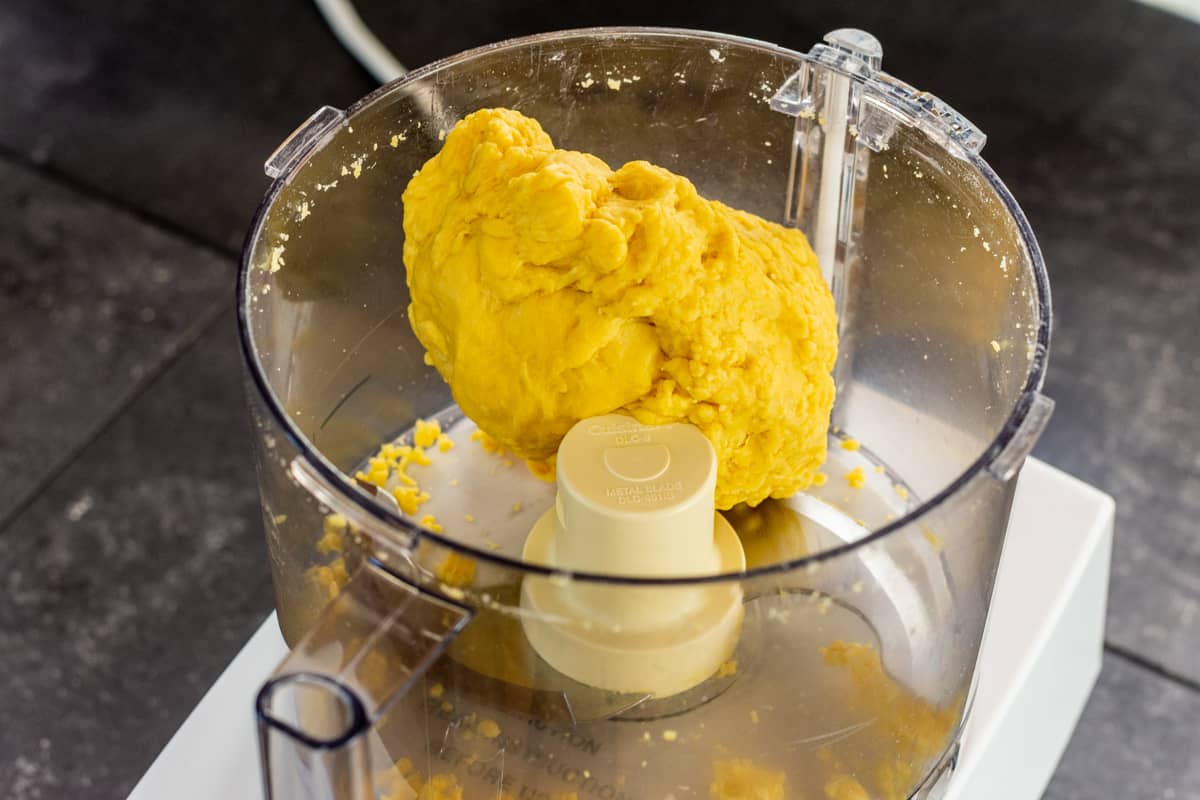 kneaded dough in food processor bowl