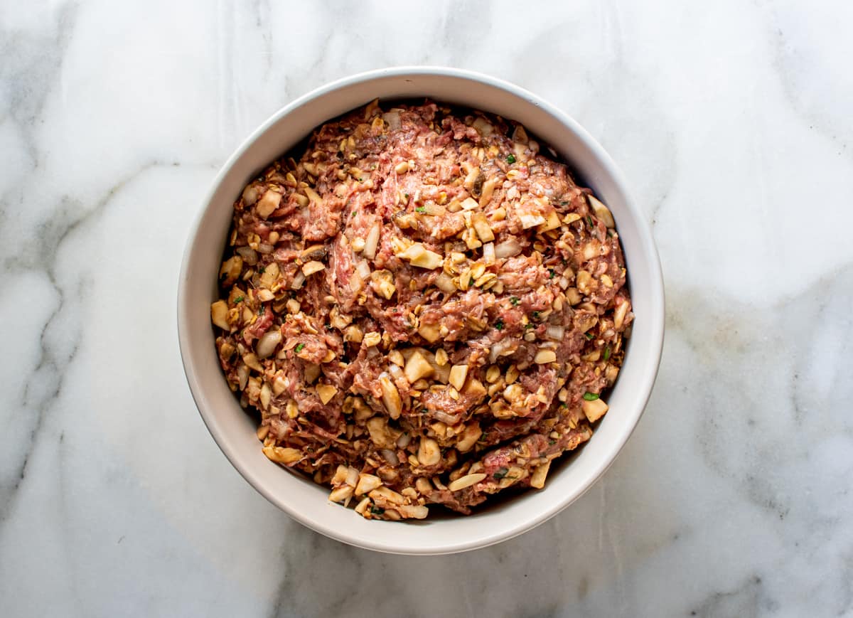 meatloaf mixture in a white bowl