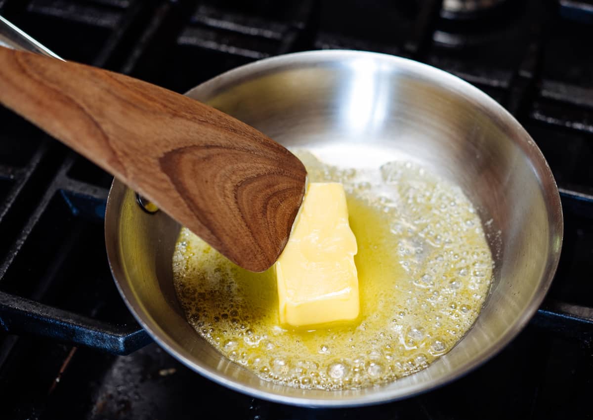 melting butter in a skillet.