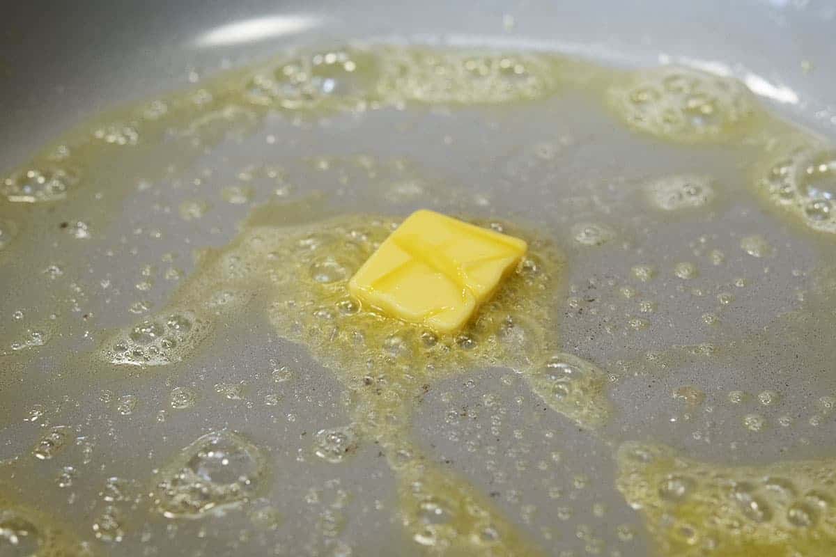 melting butter in skillet