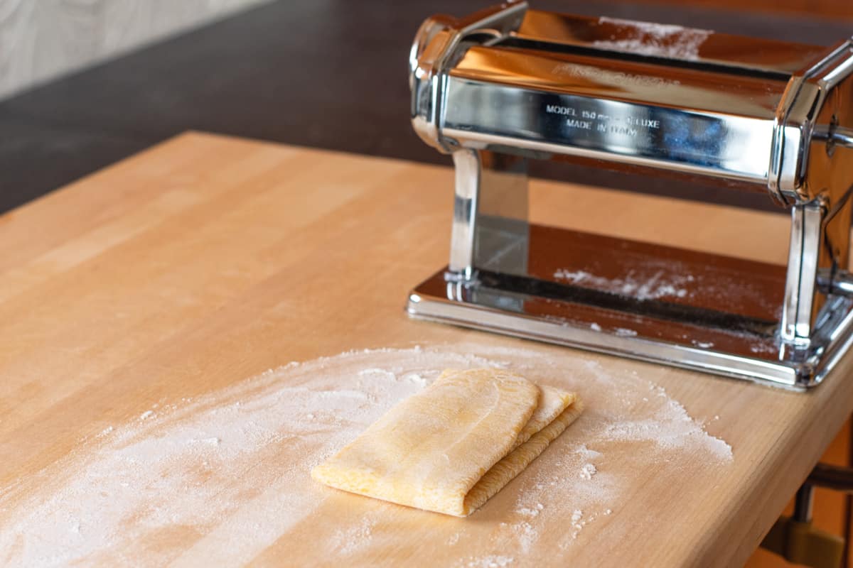 pasta dough folded into thirds