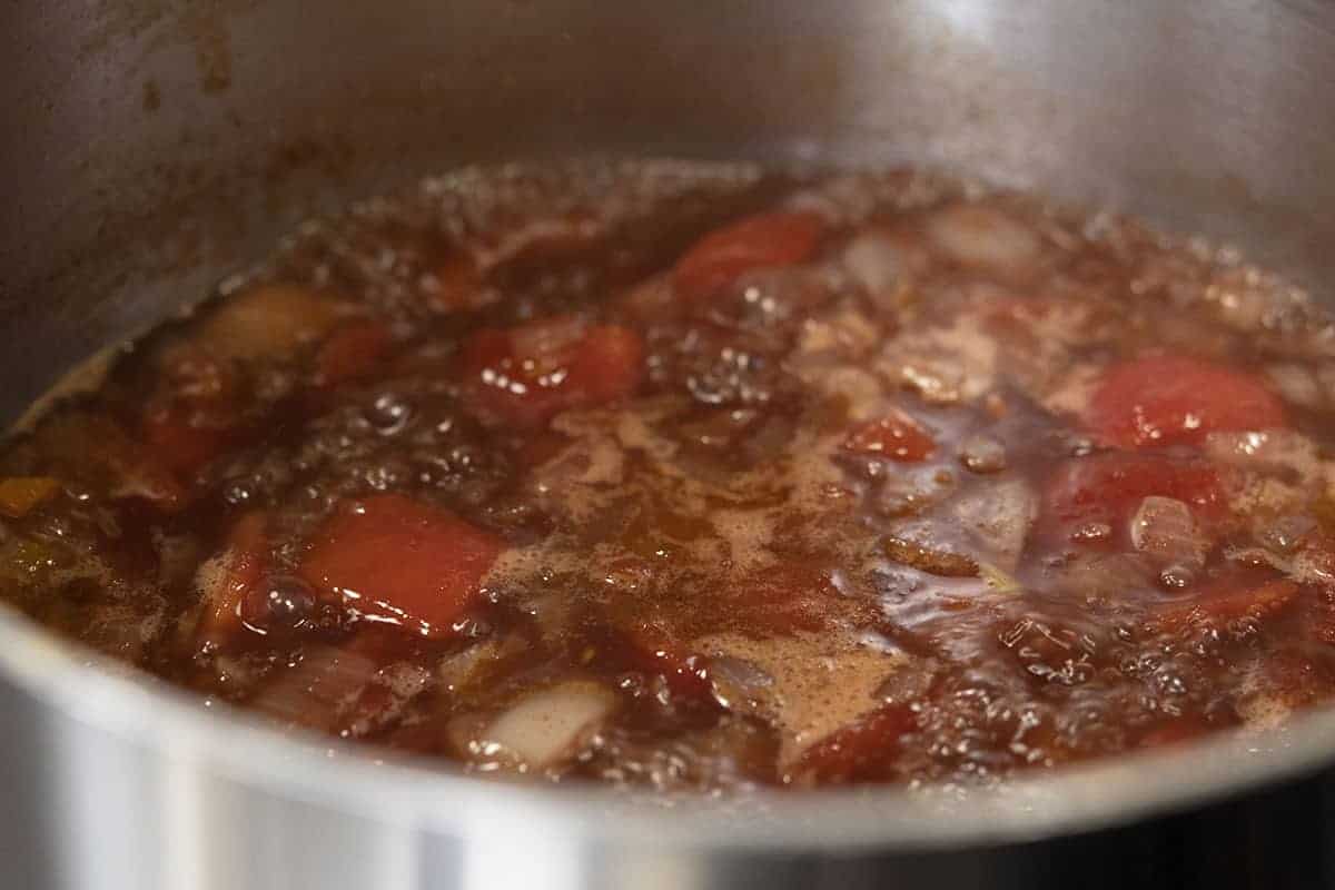 sauce ingredients simmering